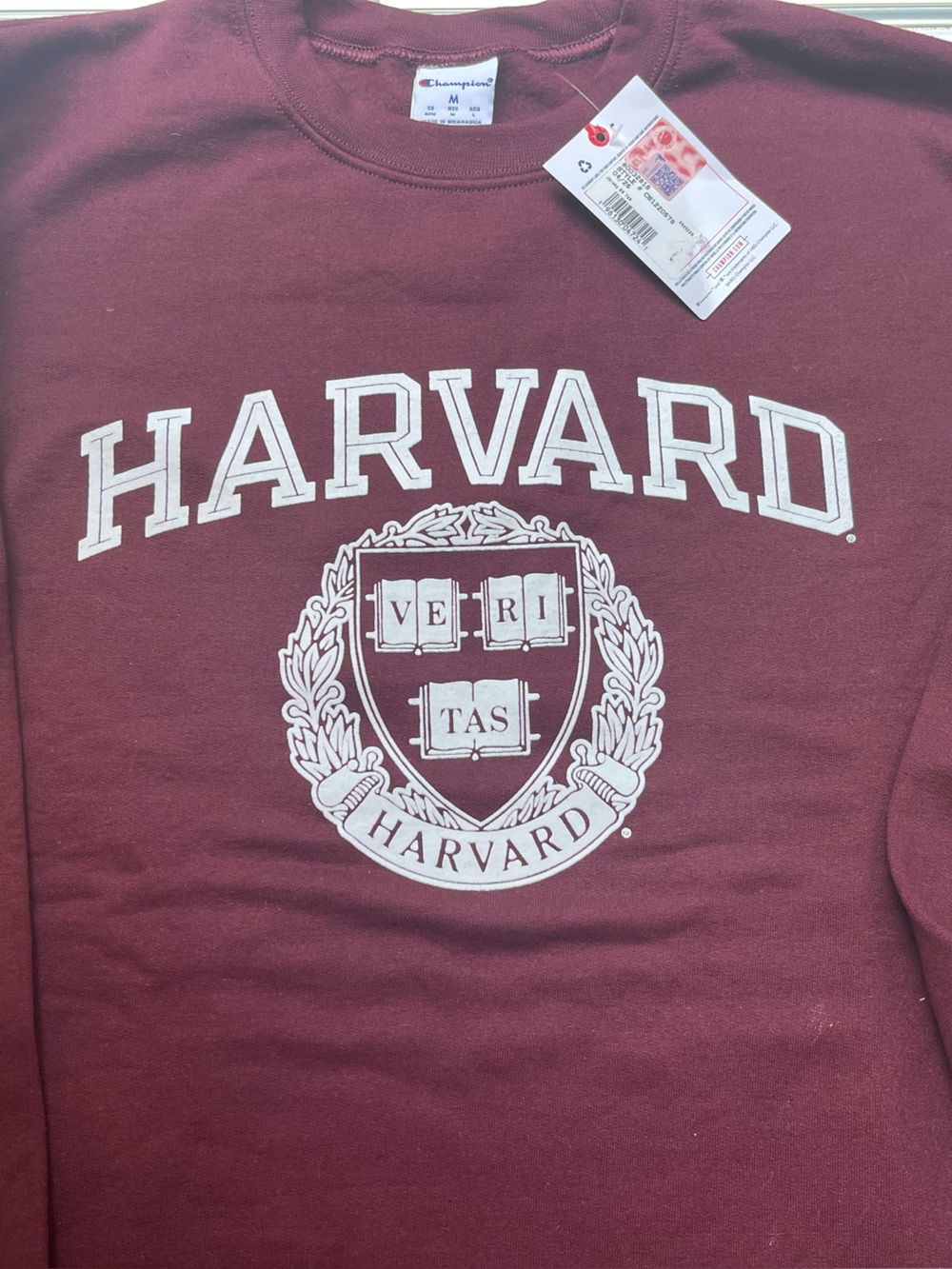 Champion Maroon Harvard Crewneck Sweatshirt with White Crest